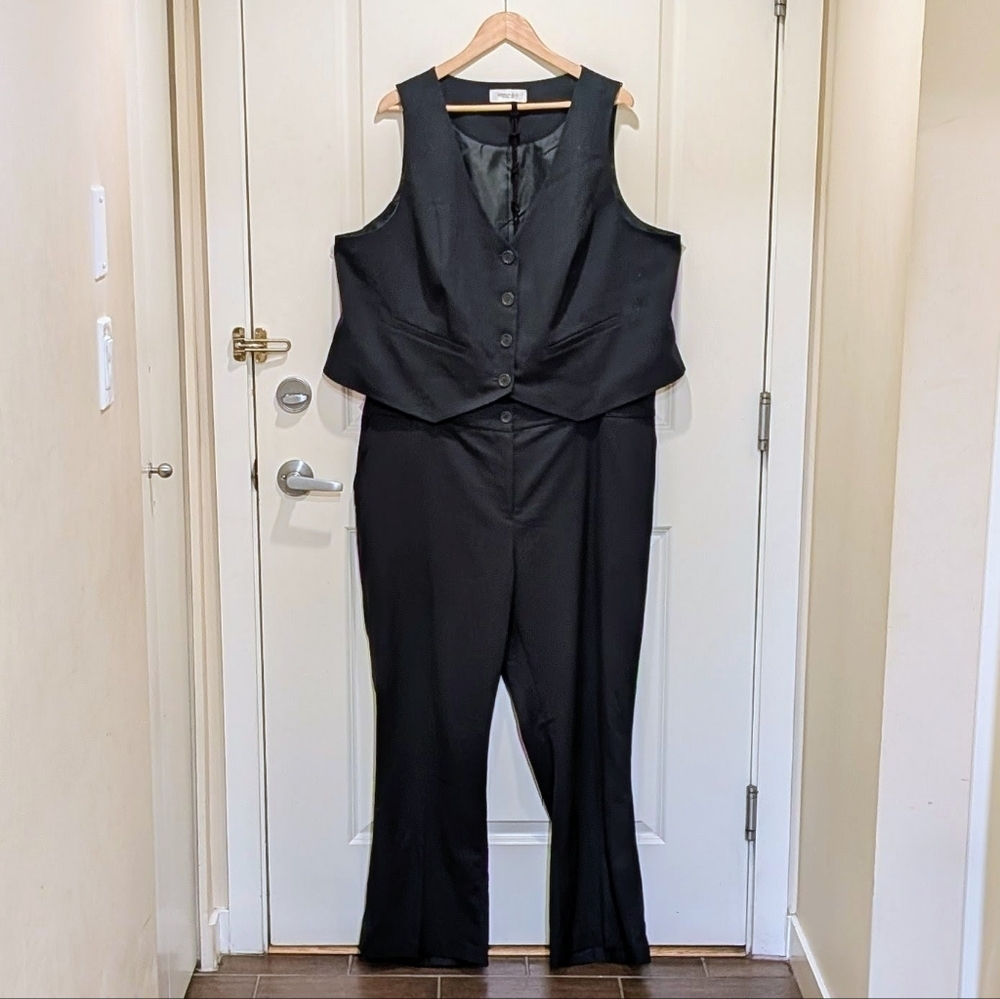 EUC Addition Elle 22/24 Forest Green Viscose Blend Suit Pants And Vest